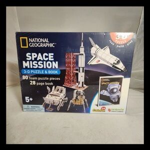 New Sealed National Geographic Space Mission 3D Puzzles & Book Shuttle Rocket